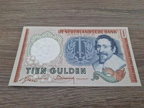 UNC biljet 10 gulden Hugo de Groot, 1953, Postzegels en Munten, Bankbiljetten | Nederland, 10 gulden, Ophalen of Verzenden