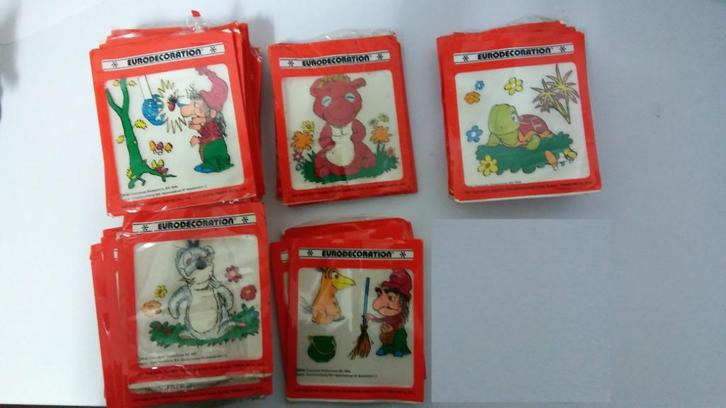 Paulus de boskabouter Chanowski eurodecoration plakplaatjes, Verzamelen, Stripfiguren, Gebruikt, Overige typen, Overige figuren