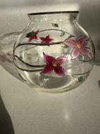 Handgeschilderde glazen vaas, Huis en Inrichting, Woonaccessoires | Vazen, Overige kleuren, Ophalen of Verzenden, Minder dan 50 cm