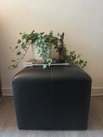 Jaren 70 poef zwart kunstleer, Ophalen of Verzenden
