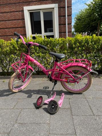 Loekie 16 inch Princess meisjesfiets met zijwieltjes (roze) beschikbaar voor biedingen