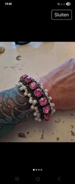 Lolita armband met parels en roze kristallen, Ophalen of Verzenden, Nieuw, Roze, Met strass