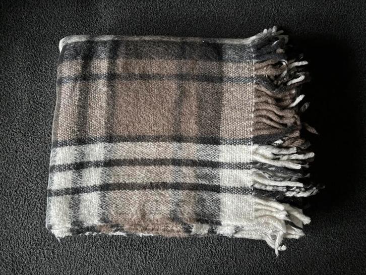 Plaid aardetinten grijs bruin 130x170 zgan, Huis en Inrichting, Woonaccessoires | Plaids en Woondekens, Zo goed als nieuw, Ophalen of Verzenden