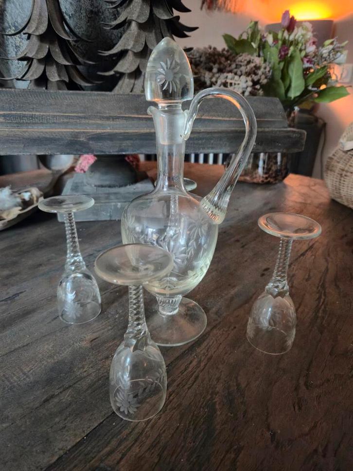Kristallen Karaf met Glazen, Antiek en Kunst, Antiek | Glas en Kristal, Ophalen of Verzenden
