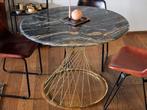 Luxe marmeren tafel – zwart blad & gouden onderstel, Huis en Inrichting, Tafels | Eettafels, Ophalen, Rond, Nieuw, Vijf personen of meer