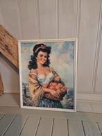 Vintage Schilderij: Vrouw met Mand Fruit, Ophalen