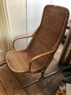 Vintage design rotan stoel noordwolde - opknapper, Huis en Inrichting, Stoelen, Ophalen, Gebruikt, Bruin, Metaal