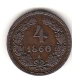 Oostenrijk Franz Jozef I-4 Kreuzer 1860 A koper13,2 g-KM2194, Postzegels en Munten, Munten | Europa | Niet-Euromunten, Oostenrijk
