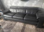 Bankstel Leder 3 en 2 zits, Ophalen, Modern van vormgeving, Zo goed als nieuw, Rechte bank