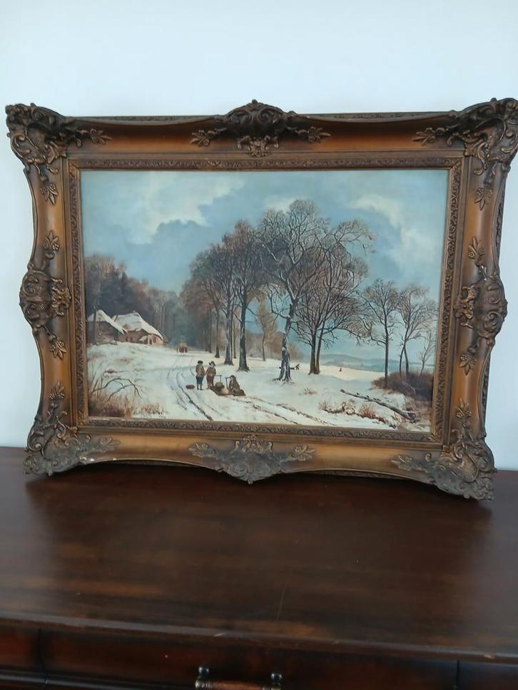 Barend Cornelis Koekoek Winterlandschap met Kinderen, Antiek en Kunst, Kunst | Schilderijen | Klassiek, Ophalen