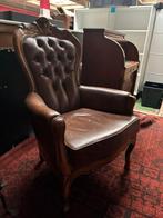2 Chesterfield fauteuils met houten frame, Ophalen, Gebruikt, 75 tot 100 cm, Leer