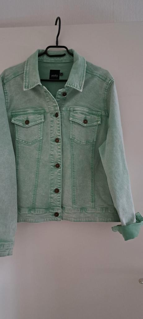 Yesta Mintgroen spijkerjasje maat 2., Kleding | Dames, Jassen | Zomer, Zo goed als nieuw, Maat 46/48 (XL) of groter, Groen, Ophalen of Verzenden
