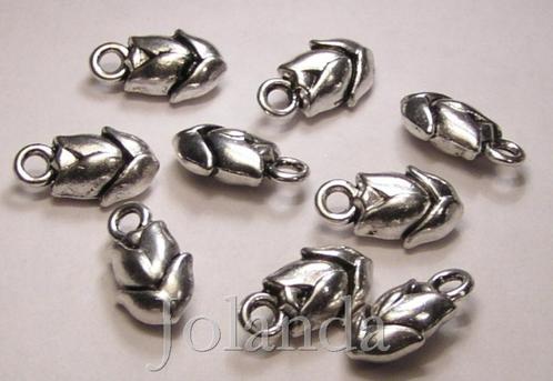 0546 Mooie Zilver Kleurige Tulp Bedel, Sieraden, Tassen en Uiterlijk, Bedels, Nieuw, Overige merken, Zilver, 1 bedel, Verzenden