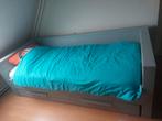 Bedbank WOOOD bed Dennis Karwei grijs met lade KOOPJE!!, Ophalen, Gebruikt, Eenpersoons, 200 cm