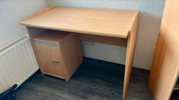 Gami Bureau in beukenhout look, met kastje