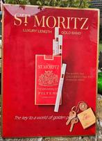 Oude tabak reclame bord St. Moritz, Ophalen, Gebruikt, Reclamebord