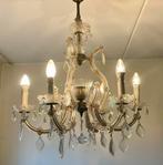 Antieke Kroonluchter van kristal 6 kaarsen met kelk, Ophalen, Gebruikt, Antiek