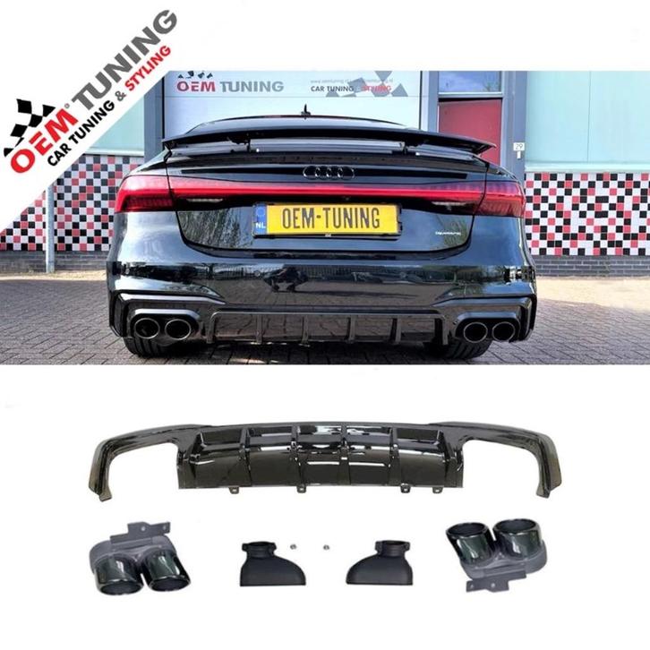 AUDI S7 Diffuser | Hoogglans zwart | 2018 – 2023 | S-LINE, Auto diversen, Tuning en Styling, Ophalen of Verzenden