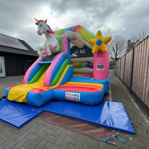 Springkussen slide combo unicorn, Hobby en Vrije tijd, Feestartikelen | Verhuur, Zo goed als nieuw, Overige, Ophalen of Verzenden