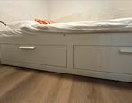 IKEA BRIMNES bed uitschuifbaar incl. matrassen, Huis en Inrichting, Ophalen, Eenpersoons, Wit, Zo goed als nieuw