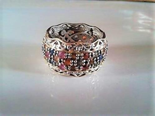Sterling zilver-Roze Saffier Eternity Ring Size: 20mm, Sieraden, Tassen en Uiterlijk, Ringen, Zo goed als nieuw, Dame of Heer
