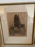 Ets grote kerk in Dordrecht van Marius Janssen 1885-1957, Ophalen of Verzenden