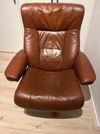 Leren Fauteuil - Warm Bruine kleur, draaibaar, Huis en Inrichting, Fauteuils, Ophalen, Gebruikt, Leer, 75 tot 100 cm