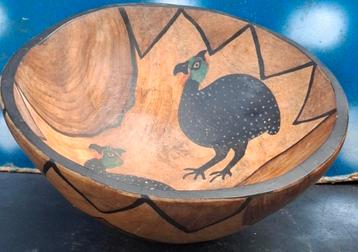 Afrikaans schaal.Meh hout. Handpainted.  28/12 cm. Parelhoen beschikbaar voor biedingen