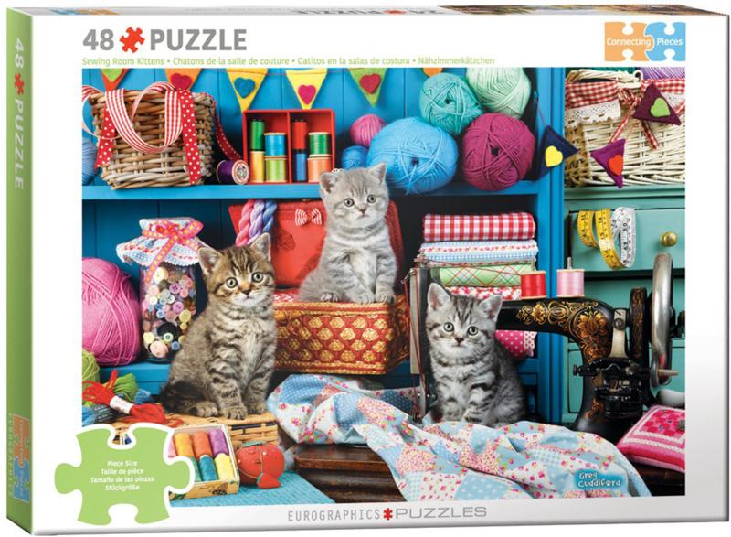 Eurographics - Sewing Room Kittens - 48XL stukjes, Ophalen of Verzenden, Minder dan 500 stukjes, Nieuw, Legpuzzel
