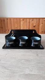 EMAILLE ZWART ZAND ZEEP EN SODA MET REKJE VAN BK., Ophalen of Verzenden