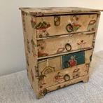 antiek kinderkastje of poppenkastje bekleed met stof, Ophalen of Verzenden