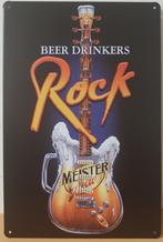 Beer drinkers rock gitaar bier metalen reclamebord wandbord, Nieuw, Ophalen of Verzenden