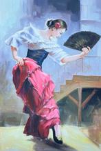 Schilderij flamenco danseres 60x90cm, Antiek en Kunst, Kunst | Schilderijen | Modern, Ophalen of Verzenden