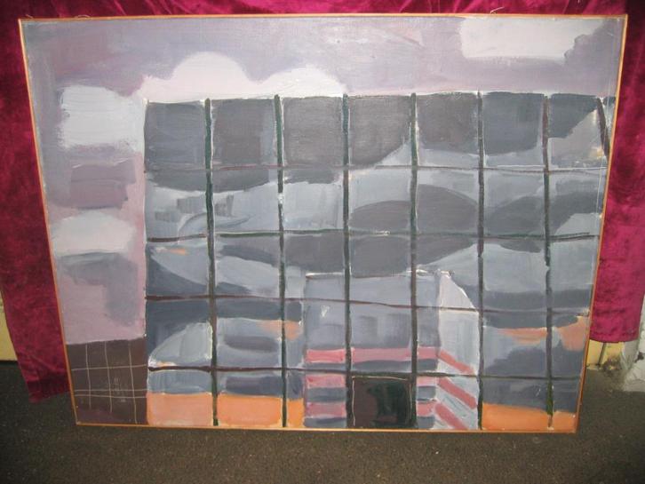 Schilderij titel: 'Avond in de stad'... Alfons de Miranda, Antiek en Kunst, Kunst | Schilderijen | Abstract, Ophalen
