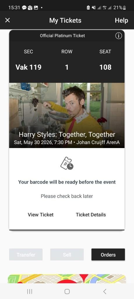 Harry Styles Platinum Ticket, Eén persoon