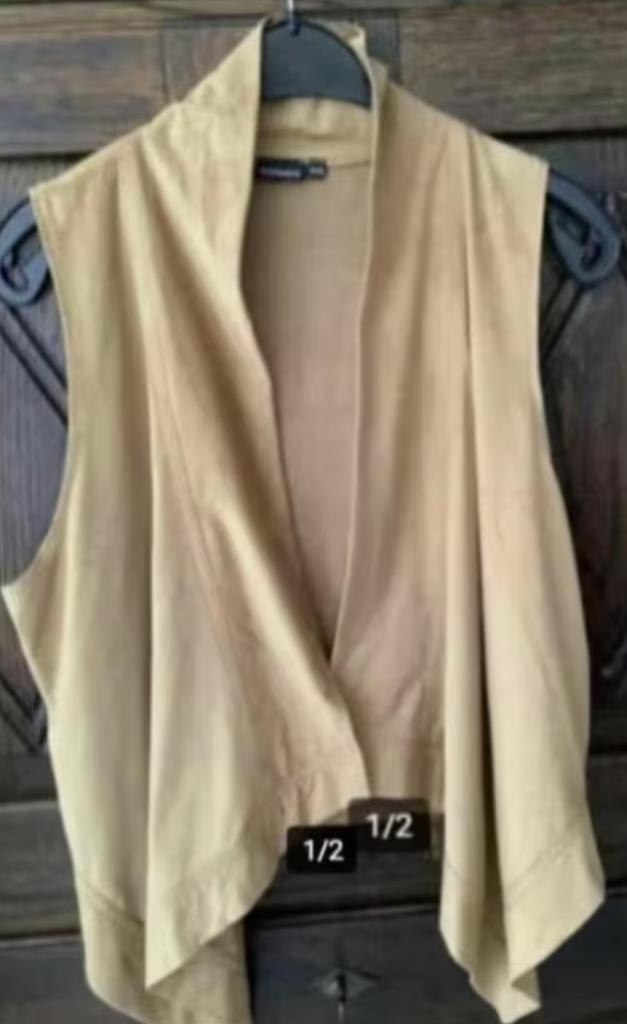 Beige - terracotta - kleurige hes, vestje; maat 48; Wissmach, Kleding | Dames, Grote Maten, Zo goed als nieuw, Trui of Vest, Beige