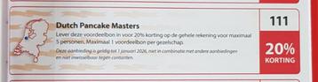 Dutch Pancake Masters 20% kortingsbon  beschikbaar voor biedingen