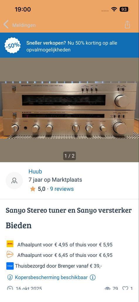 Sanyo Tuner en Versterker Set - Zeer Goed!, Audio, Tv en Foto, Versterkers en Receivers, Zo goed als nieuw, Stereo, Minder dan 60 watt