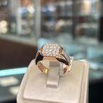 18 karaat gouden ring diamant heren briljant gezet rosé goud, 20 of groter, Heer, Ophalen of Verzenden, Zo goed als nieuw