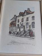 Pentekening (ets) Abtstraat Maastricht, Ophalen