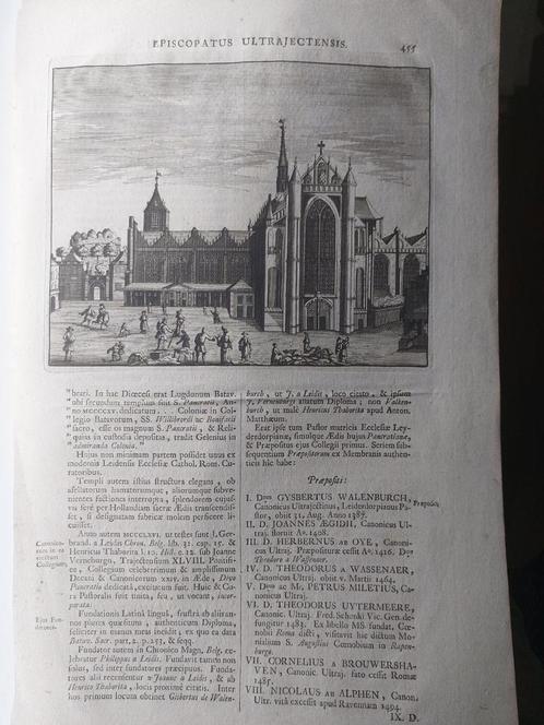 17 / Hooglandse Kerk te Leiden Gravure uit 1733, Antiek en Kunst, Kunst | Etsen en Gravures, Ophalen of Verzenden