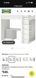 SMÅSTAD Hoogslaper met Bureau - Wit/Grijs, Kinderen en Baby's, Kinderkamer | Stapelbedden en Hoogslapers, Ophalen, Gebruikt, Hoogslaper