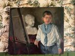 Groot Schilderij op doek, jongen op tekenles, Antiek en Kunst, Kunst | Schilderijen | Klassiek, Ophalen