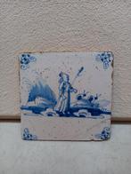 Delfts Blauwe tegel, antiek, 17e of 18e eeuw, herder, Antiek en Kunst, Antiek | Wandborden en Tegels, Ophalen of Verzenden