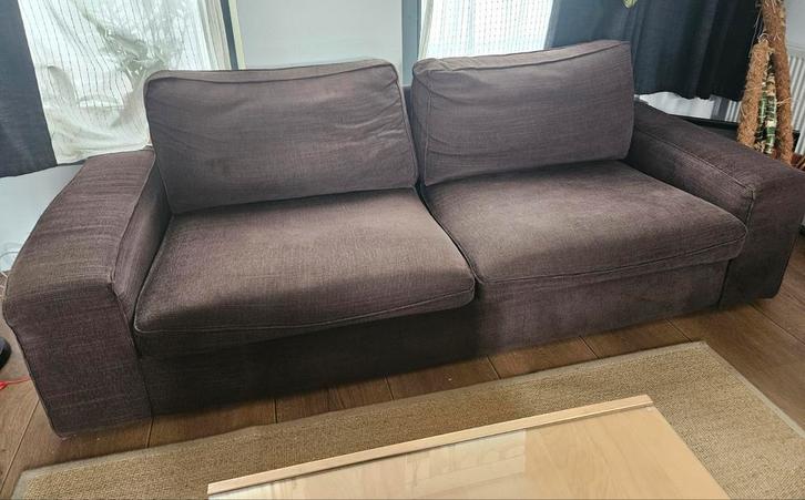 Ikea KIVIK 3-zitsbank - Donkerbruin - Gebruikt, Huis en Inrichting, Banken | Bankstellen, Gebruikt, Rechte bank, Driepersoons