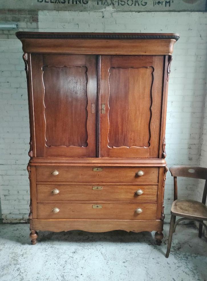 Antiek kabinet grote kast tv kast eiken Biedermeier, Antiek en Kunst, Curiosa en Brocante, Ophalen of Verzenden