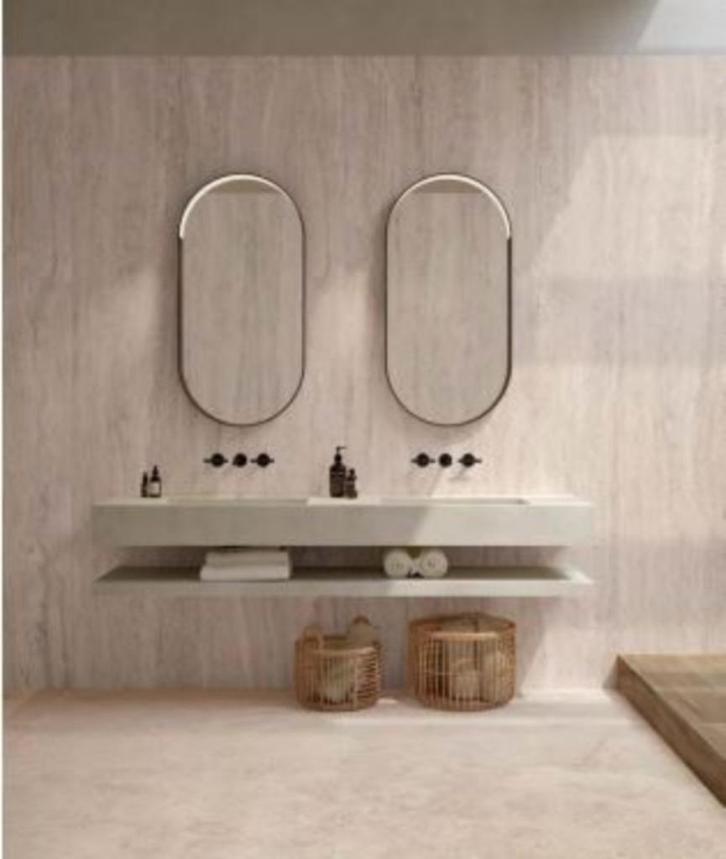 vloertegel 80x80 beige marmer travertino cross, Doe-het-zelf en Verbouw, Tegels, Nieuw, Vloertegels, Marmer, 60 cm of meer, 60 cm of meer