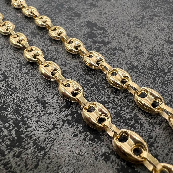 14k gouden ketting koffieboon schakel, Sieraden, Tassen en Uiterlijk, Kettingen, Zo goed als nieuw, Goud, Ophalen of Verzenden