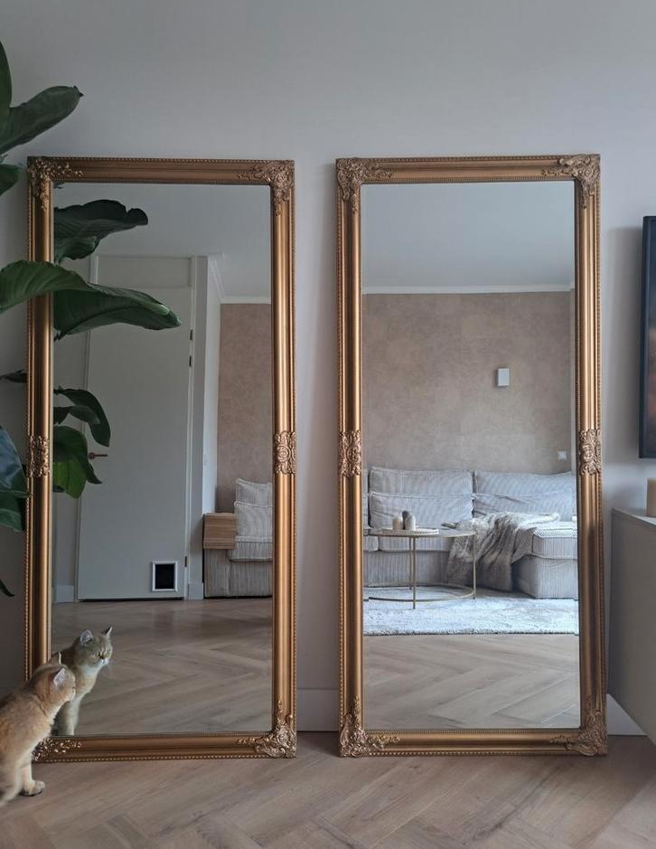 2 grote goudbronze Vintage antieklook spiegels, Huis en Inrichting, Woonaccessoires | Spiegels, Nieuw, 50 tot 75 cm, 150 tot 200 cm