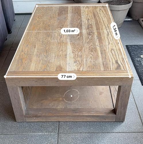 Mooie salontafel van massief notenhout met opbergruimte, Huis en Inrichting, Tafels | Salontafels, Zo goed als nieuw, Minder dan 50 cm